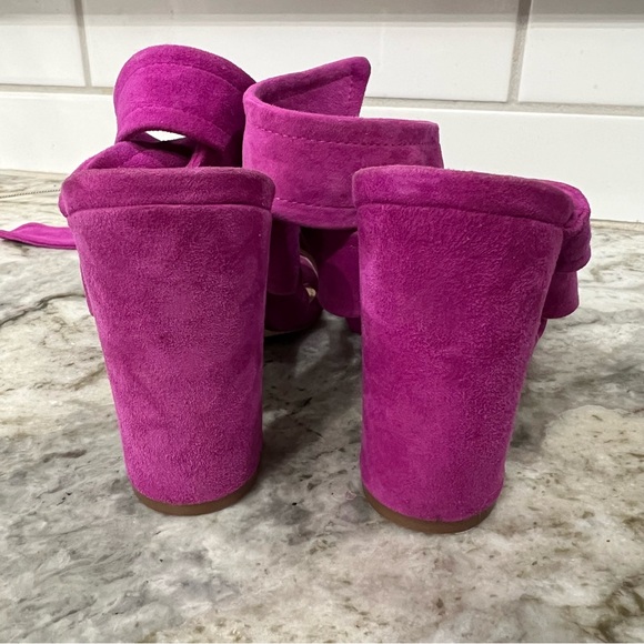 Ivanka Trump Kiffie Fuchsia Ankle Wrap Suede Leather Heeled Sandals Size 5.5 - Picture 8 of 9